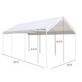 Tepee Supplies 10 x 20 ft. Heavy Duty Steel Frame Carport Gazebo Polyethylene Party Tent; White TE705961